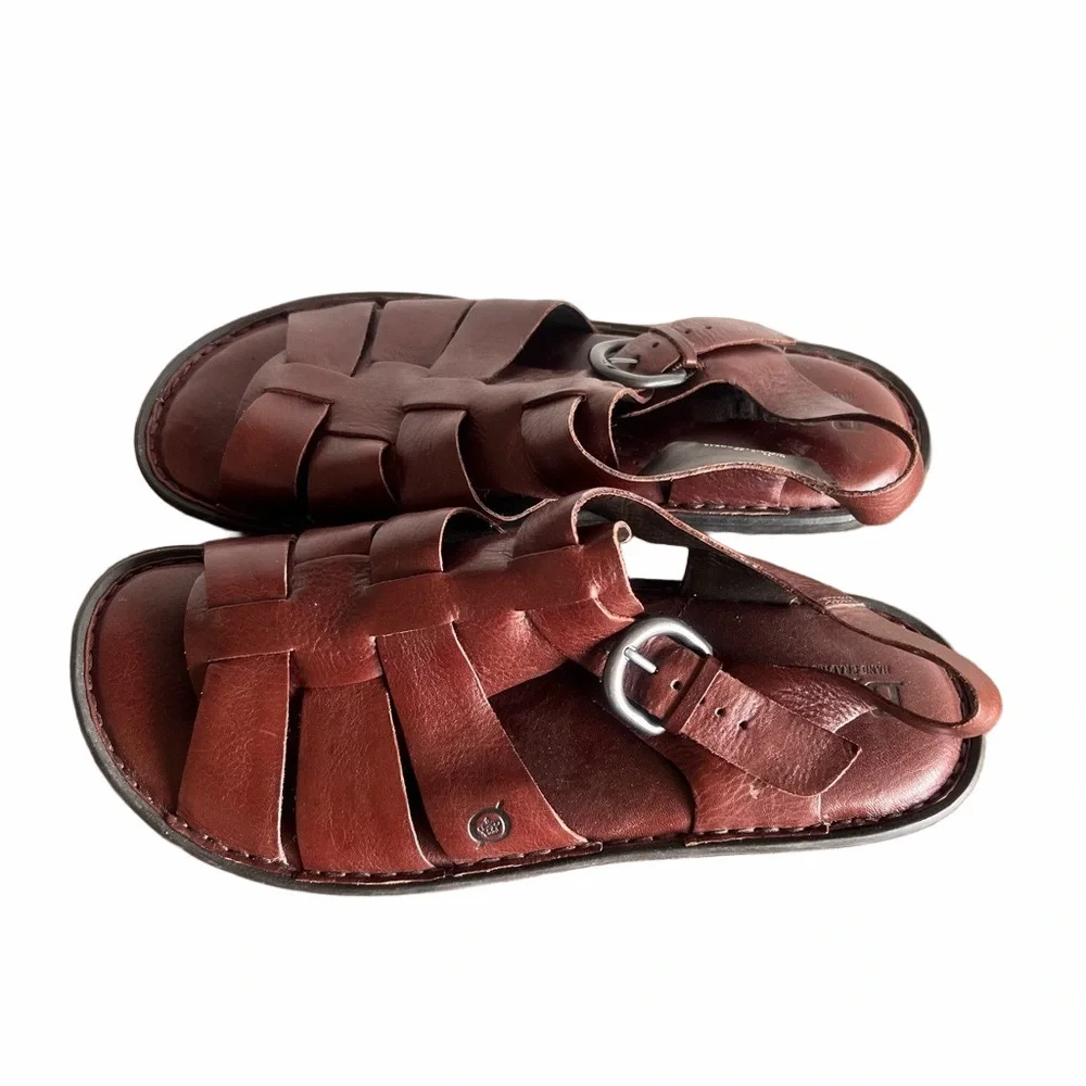 BORN Leather Fisherman Open Toe Men's Sandal Size 11 #857A